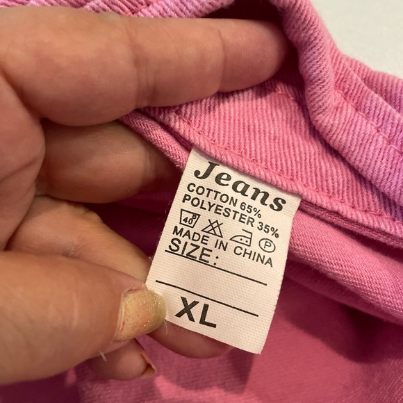 Women's Pink Distressed Denim Jacket - Picture 5 of 6